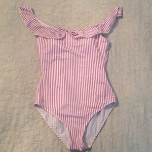 SHEIN striped off the shoulder swimsuit.Never worn